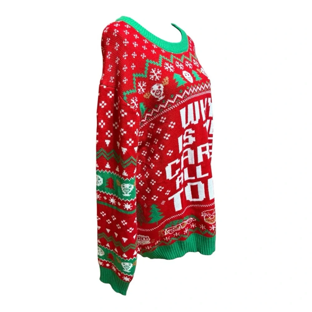 Oh My Sweater “Why is The Carpet All Wet Todd" Ugly Christmas Sweater - Picture 2 of 7